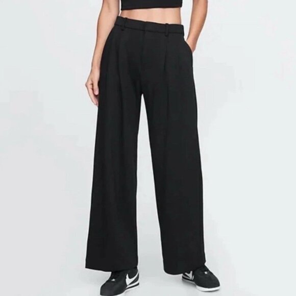 Gap 365 High Rise Linen Blend Wide-Leg Trousers Black, Women's Size 6 - Picture 1 of 10